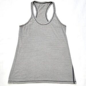 Lululemon Women’s Vtg Cool Racerback Tank Top Grey White Striped, Size 8